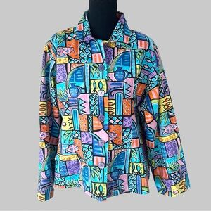 Vintage Parsley & Sage 90s Pop Retro Abstract Sequin Fish Art to Wear Jacket